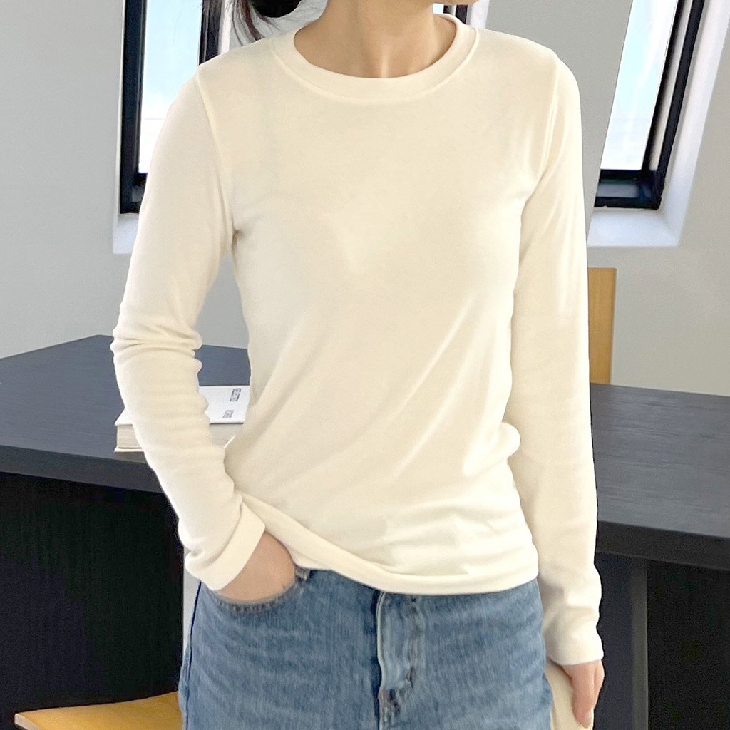 2+1 기모쫀쫀 겨울이너무지라운드 긴팔티셔츠 여성겨울긴팔티셔츠 - 상품 이미지