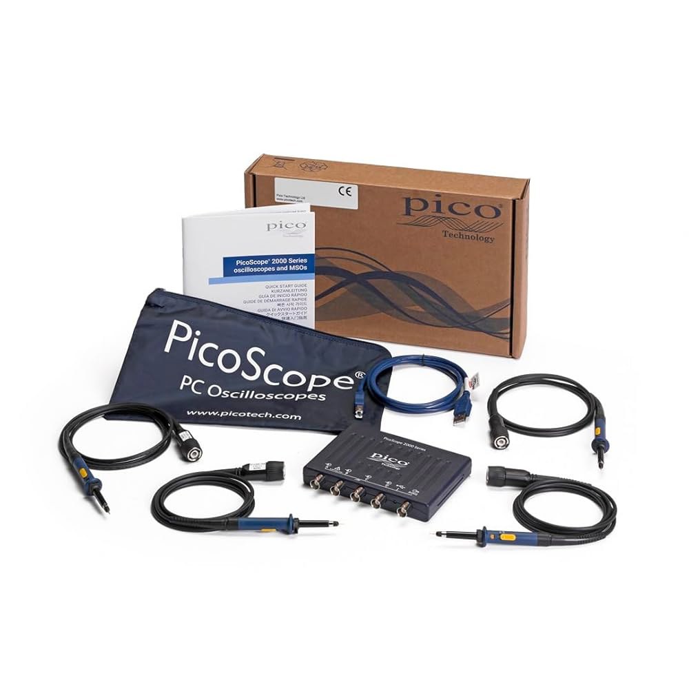 피코 테크놀로지 피코스코프 2405A 오실로스코프 4채널 25MHz, 48kS, 휴대용 USB PC 랩 키트, 프로브, PS7 소프트웨어 및 파형 발생기 포함 - 상품 이미지
