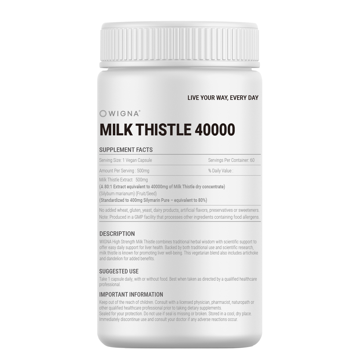 위그나 호주산 밀크씨슬 40000 실리마린 80% 간기능개선 500mg x 60캡슐 - 상세 이미지 3