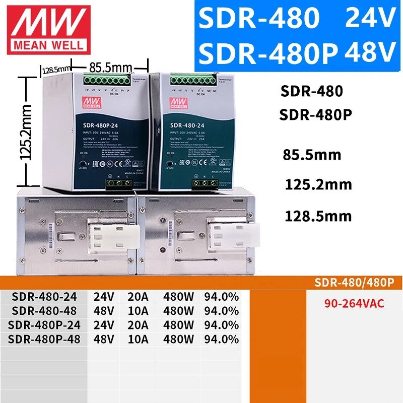 MEAN WELL -새 SDR-75-24 SDR-75-12 SDR-120-24 SDR-120-12 SDR-240-24 SDR-240-12 SDR-480-24 12V 24V 48V