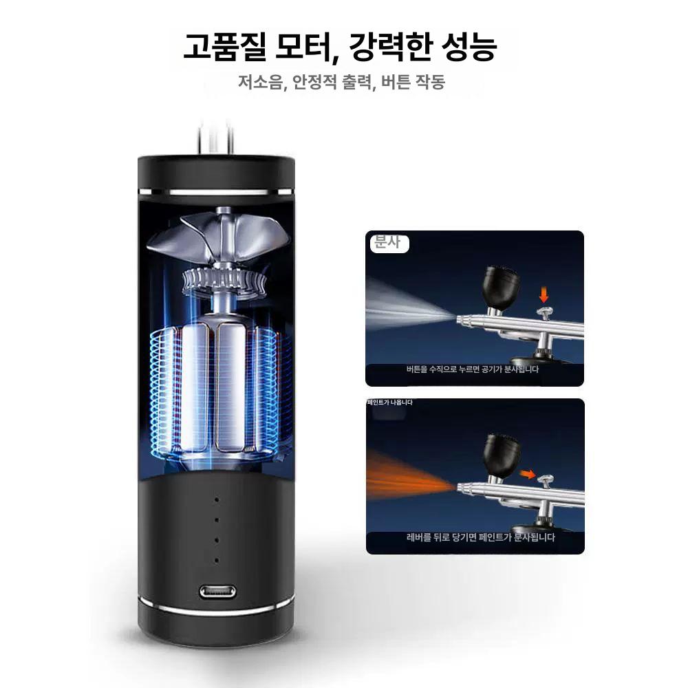 미니에어브러시건 휴대용 충전식 페인트 스프레이 분무기 에어 공구 매니큐어 공예 - 상세 이미지 3