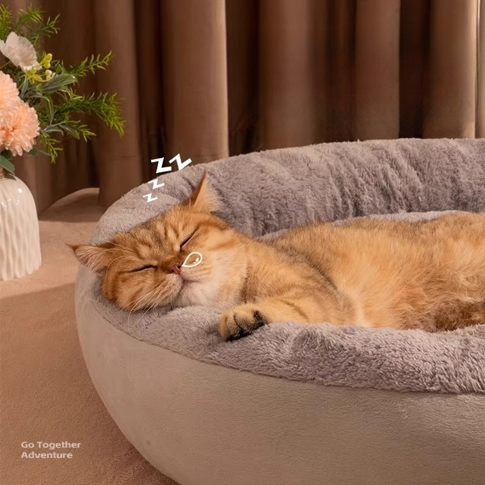 고양이 강아지 침대 반려동물 사계절 방석 미끄럼방지 매트 브라운 M 60x48cm 중형 - 상세 이미지 2