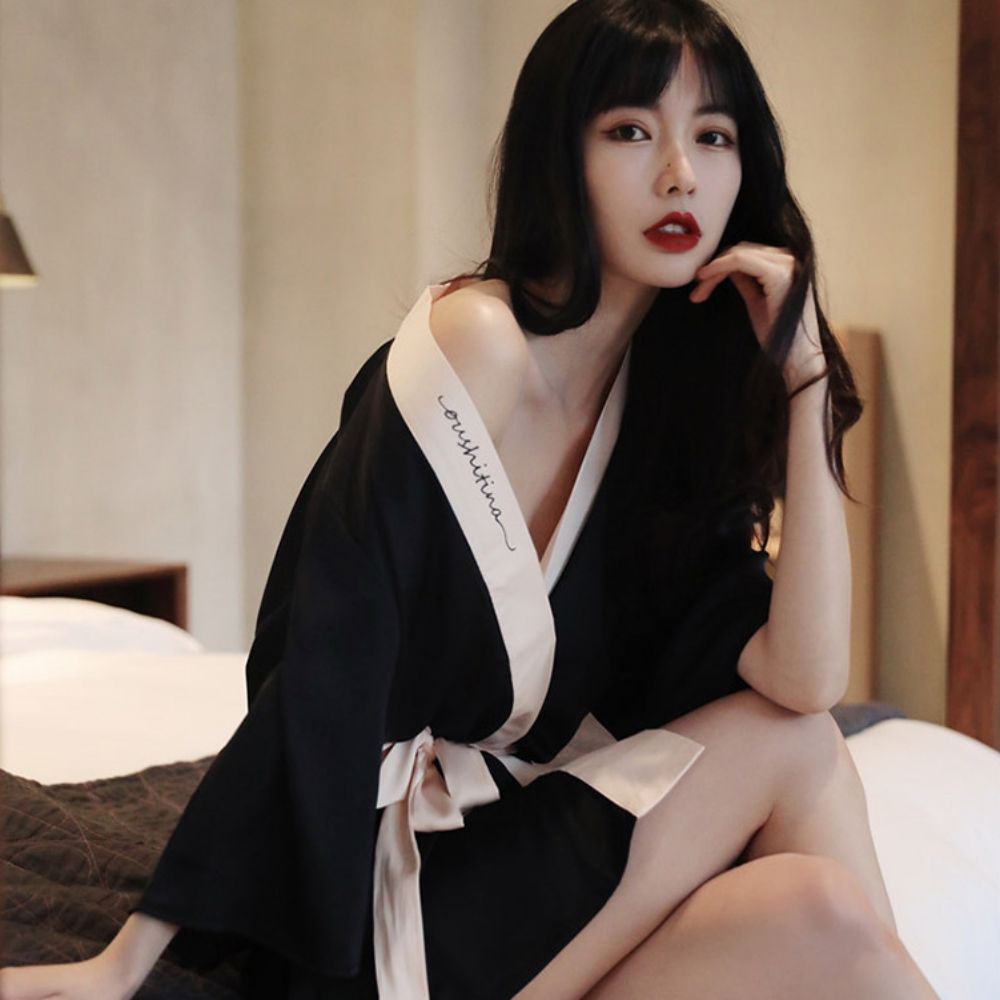 여성 실크 로브로 골프가운 골프샤워가운 실크가운 - 메인 이미지