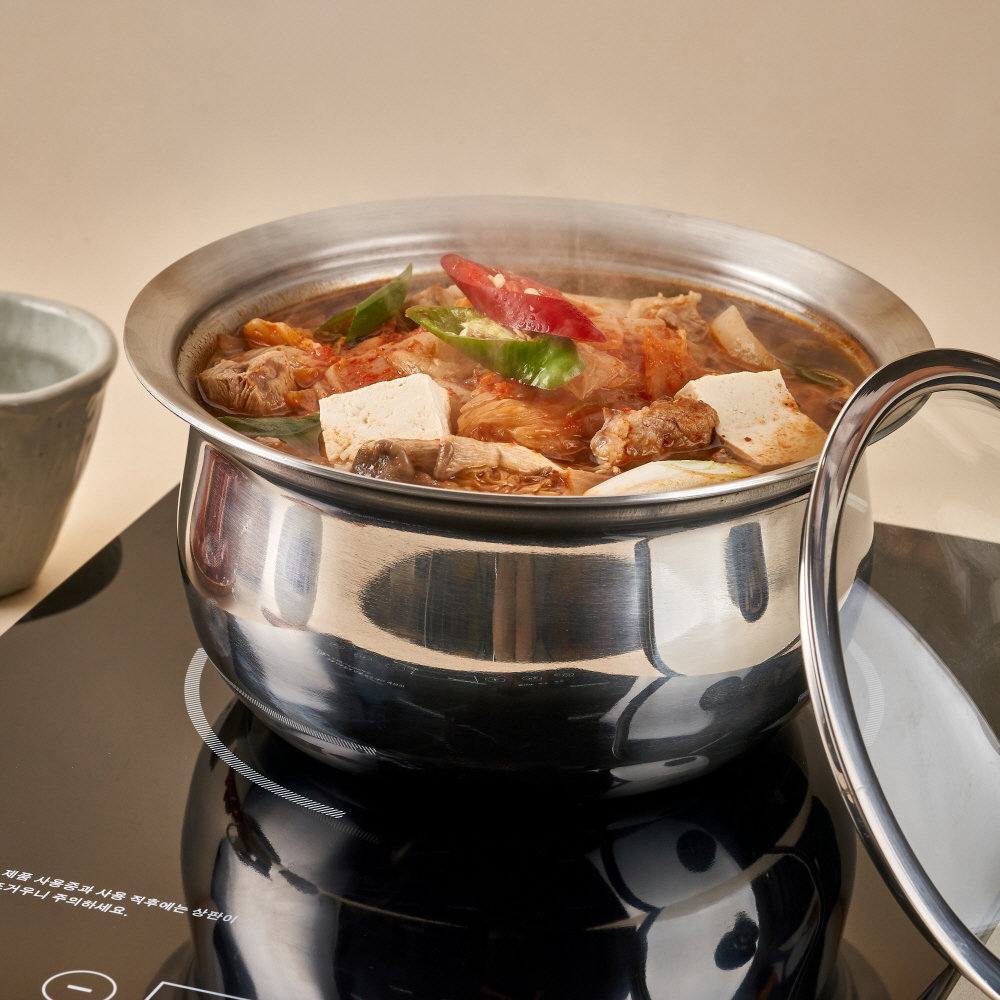 클래딘 인덕션 직화 IH 통3중 스텐 유리뚜껑 뚝배기 14cm - 상세 이미지 2