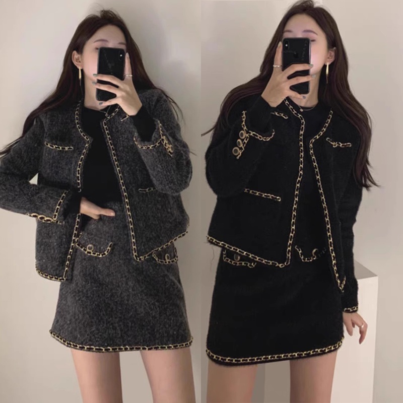 트위드투피스 세트 가을 겨울 럭셔리 롱스커트 봄 트위드셋업 하객룩 플레어 상견례룩 - 상세 이미지 2