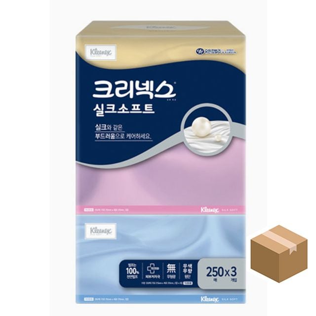 크리넥스 각티슈 실크소프트 250매X3개_6팩(18개입) - 상품 이미지