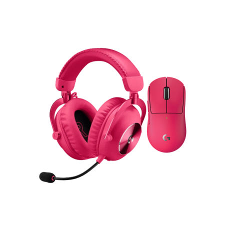 로지텍 지슈라2C 컴팩트 핑크+PRO X 2 무선 헤드셋 핑크 마우스 헤드셋 세트