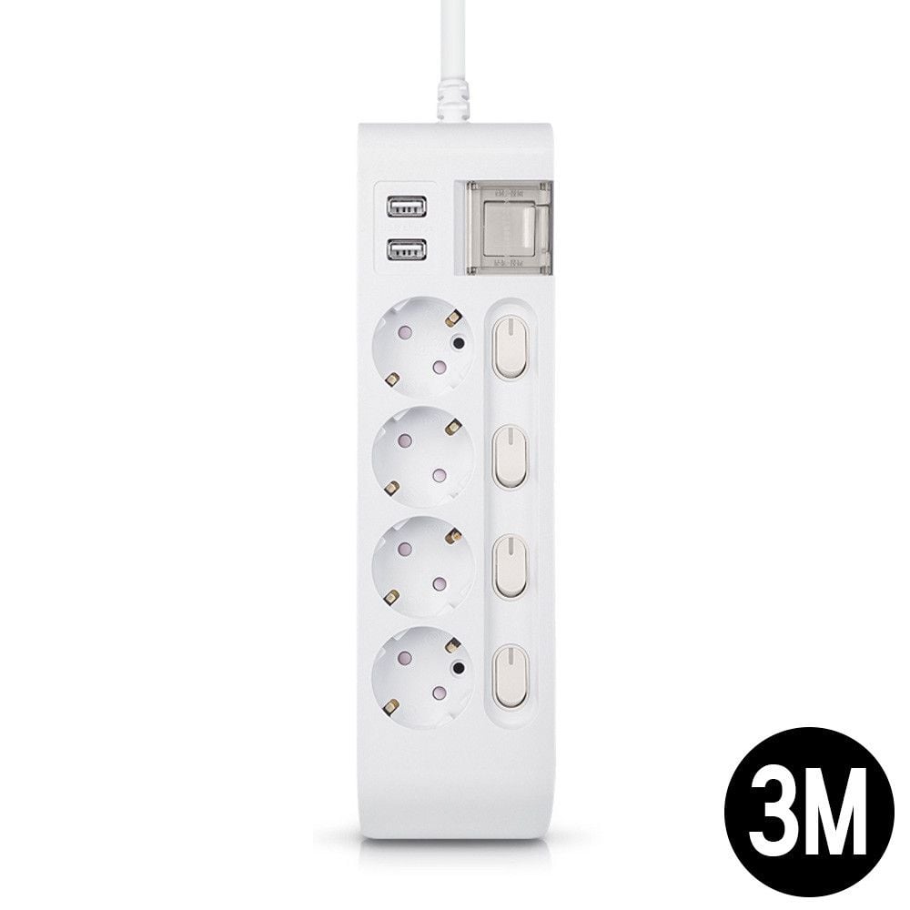 멀티탭 선이 굵어 안전한 USB 2구 4구 3M 16A - 메인 이미지