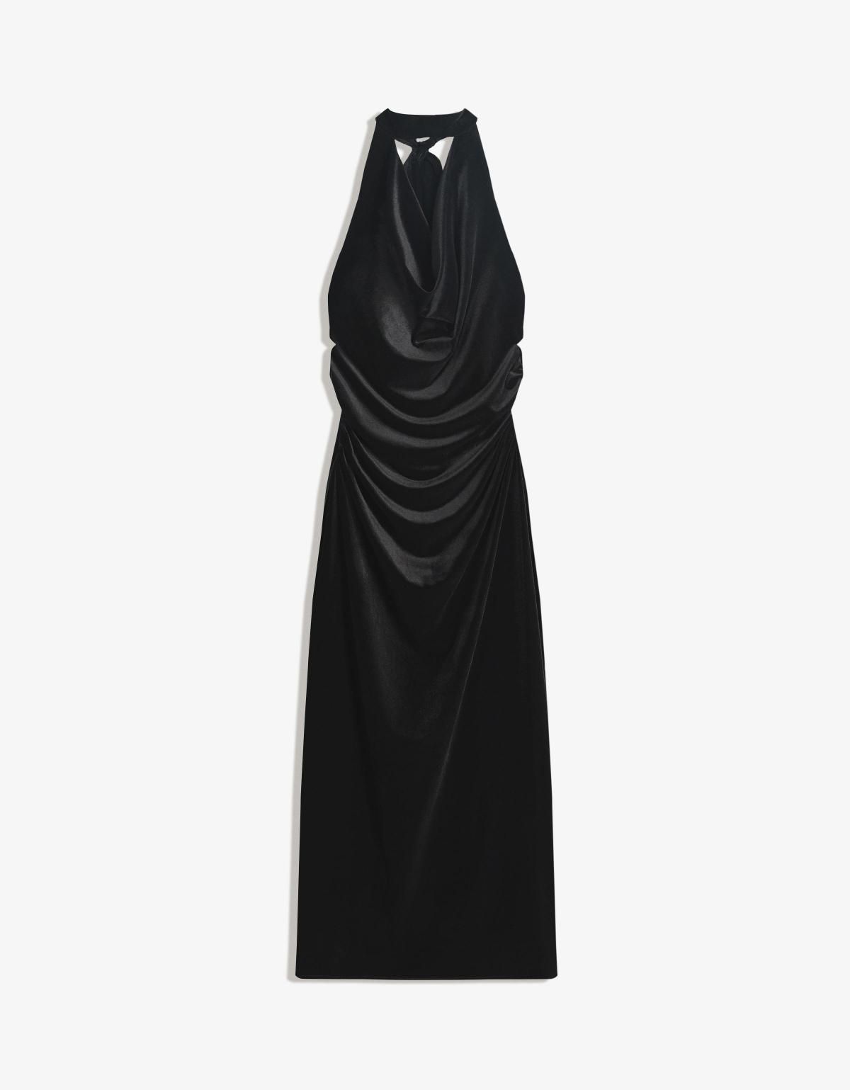 버쉬카 벨벳 터치 드레이프 미디 원피스 5765/692 BLACK - 상품 이미지