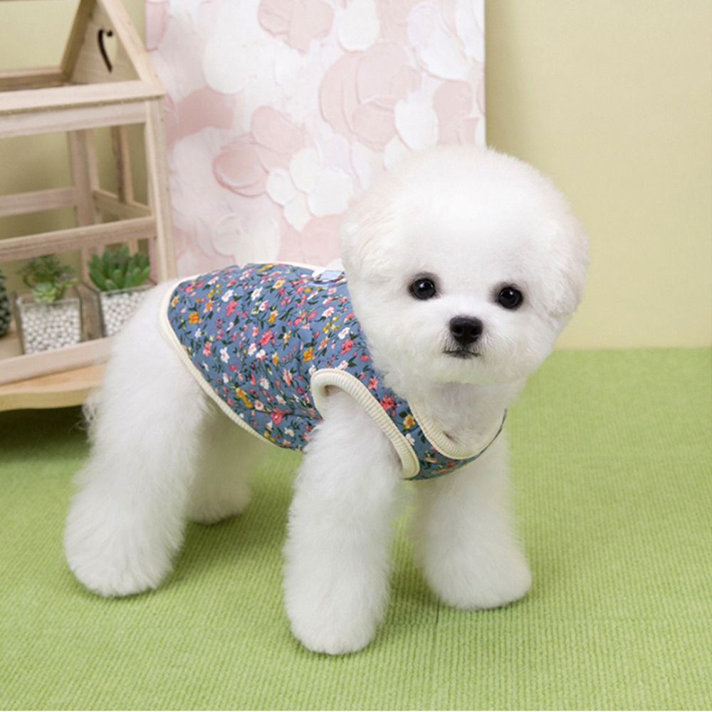 강아지 김장조끼 고양이 강아지 할머니 할매 조끼 누빔 꽃무늬