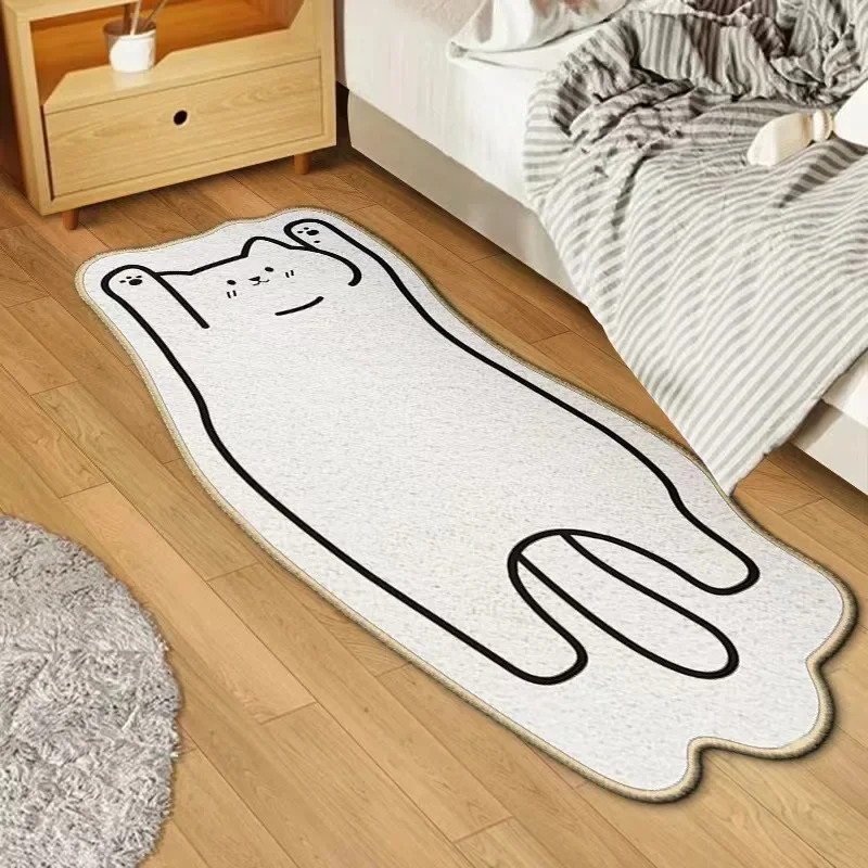 고양이 극세사 포인트 디자인 러그 카페트 단모 사계절 침실 방 2size 8colors 고양이시리즈(갈색) - 메인 이미지