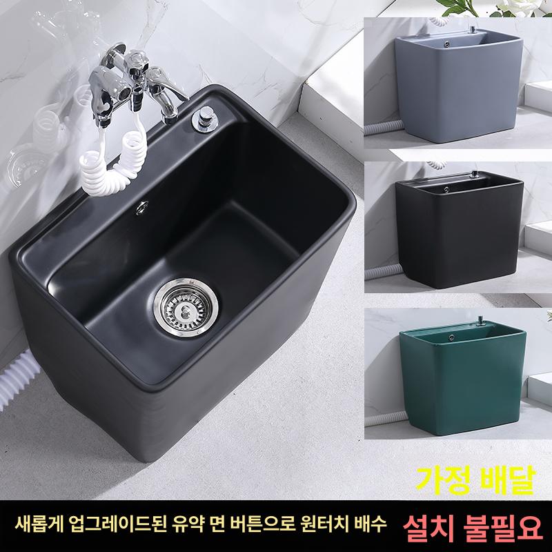 세면대 간이 화장실 세라믹 개수대 발코니 밀대 걸레 - 상세 이미지 4