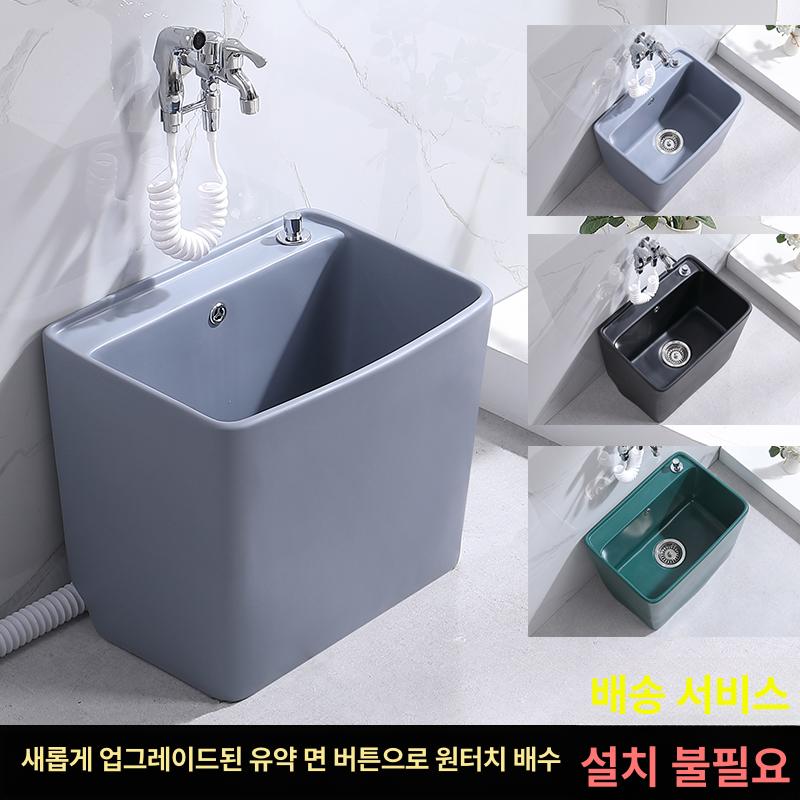 세면대 간이 화장실 세라믹 개수대 발코니 밀대 걸레 - 상세 이미지 3