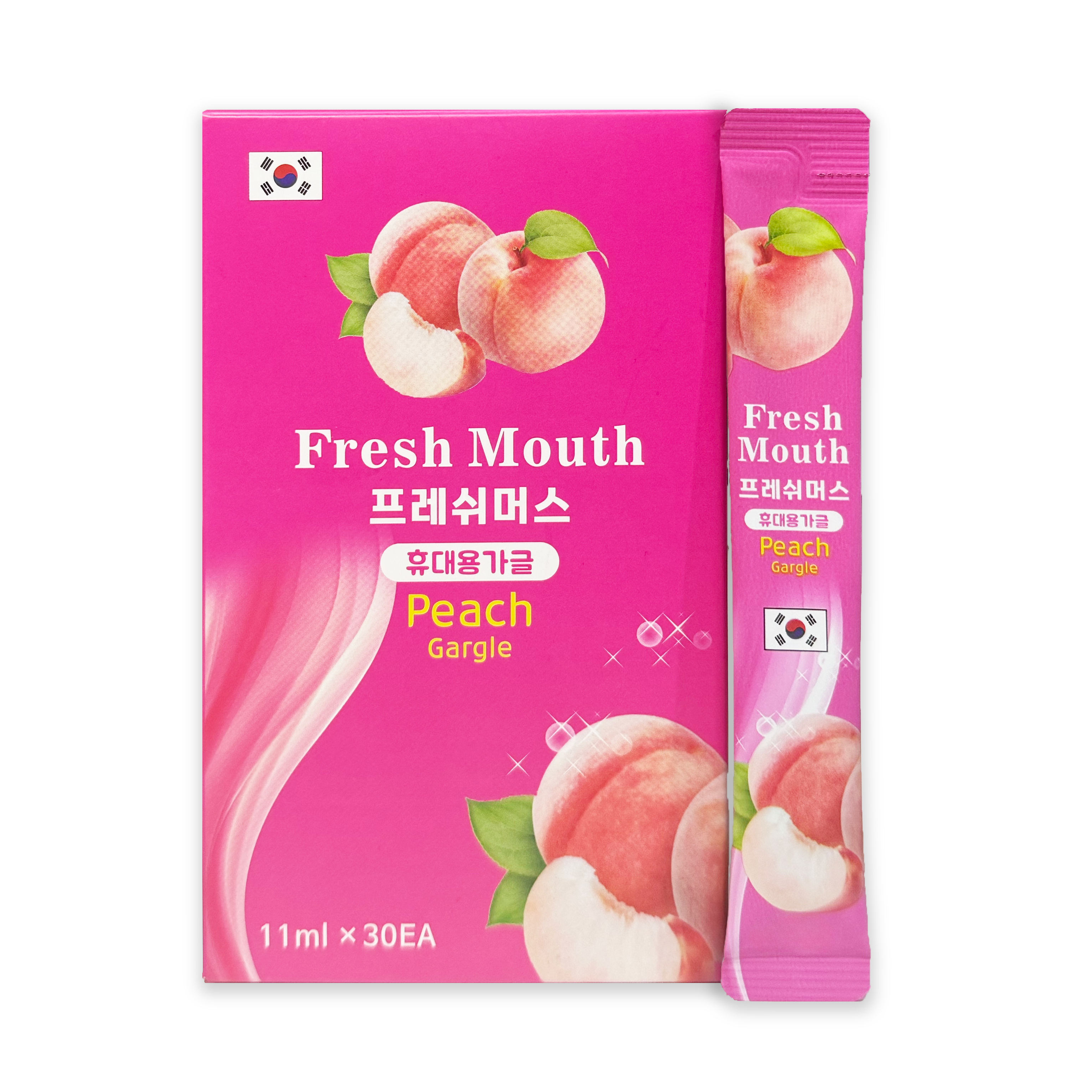 복숭아향 가글 프레쉬머스 피치 30포 휴대용 구취제거 가글스틱 - 상세 이미지 2
