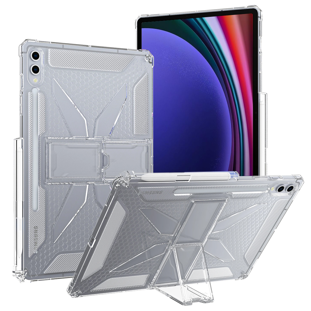 갤럭시탭 S10 플러스 갤럭시탭S9+ 케이스 범퍼 클리어 거치대 S펜 수납 퓨어엑스 투명, 탭 S10+/S9+ - 상품 이미지