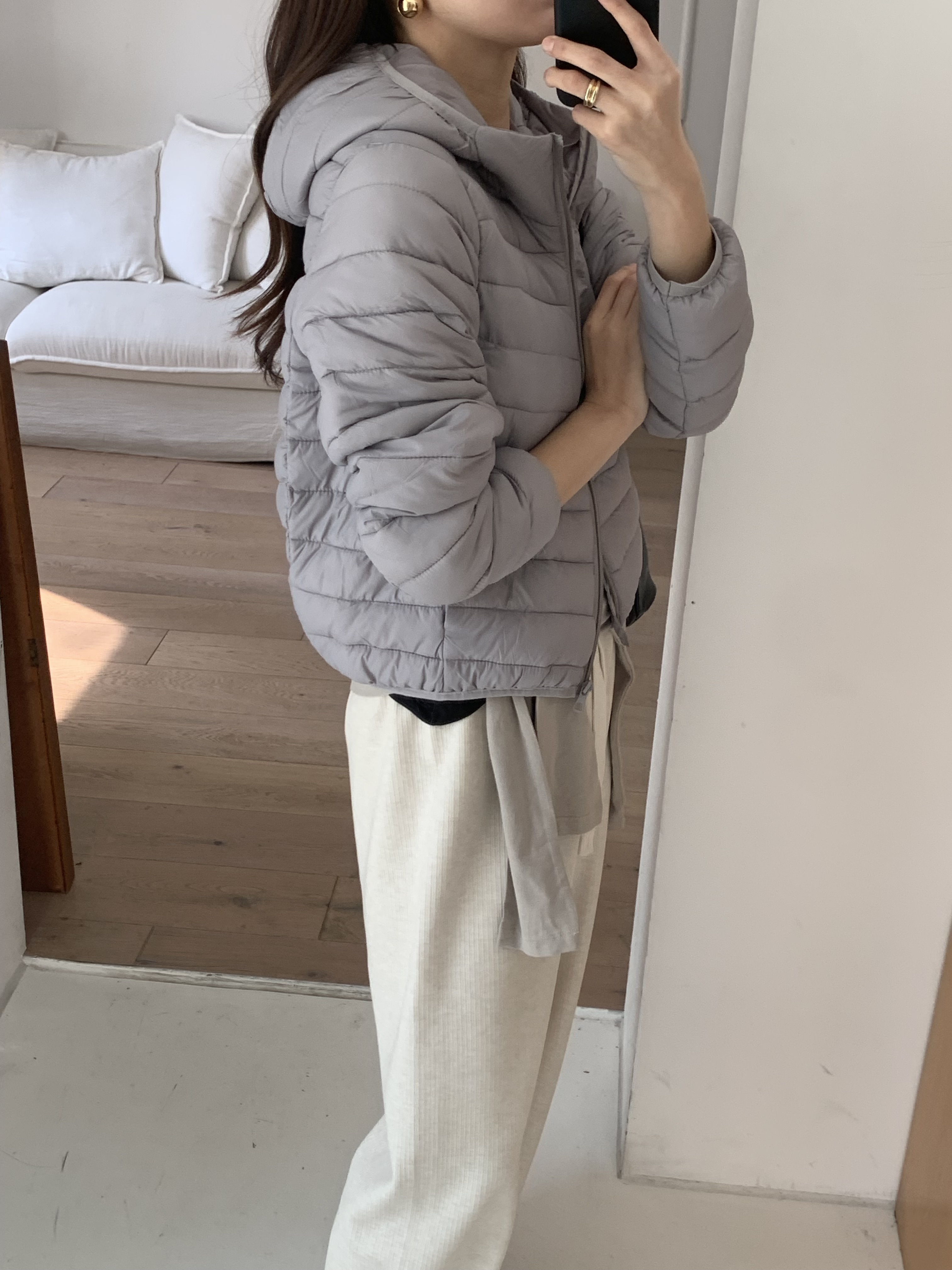 제이코 여성 후드 웰론 경량 패딩 점퍼 - 상품 이미지