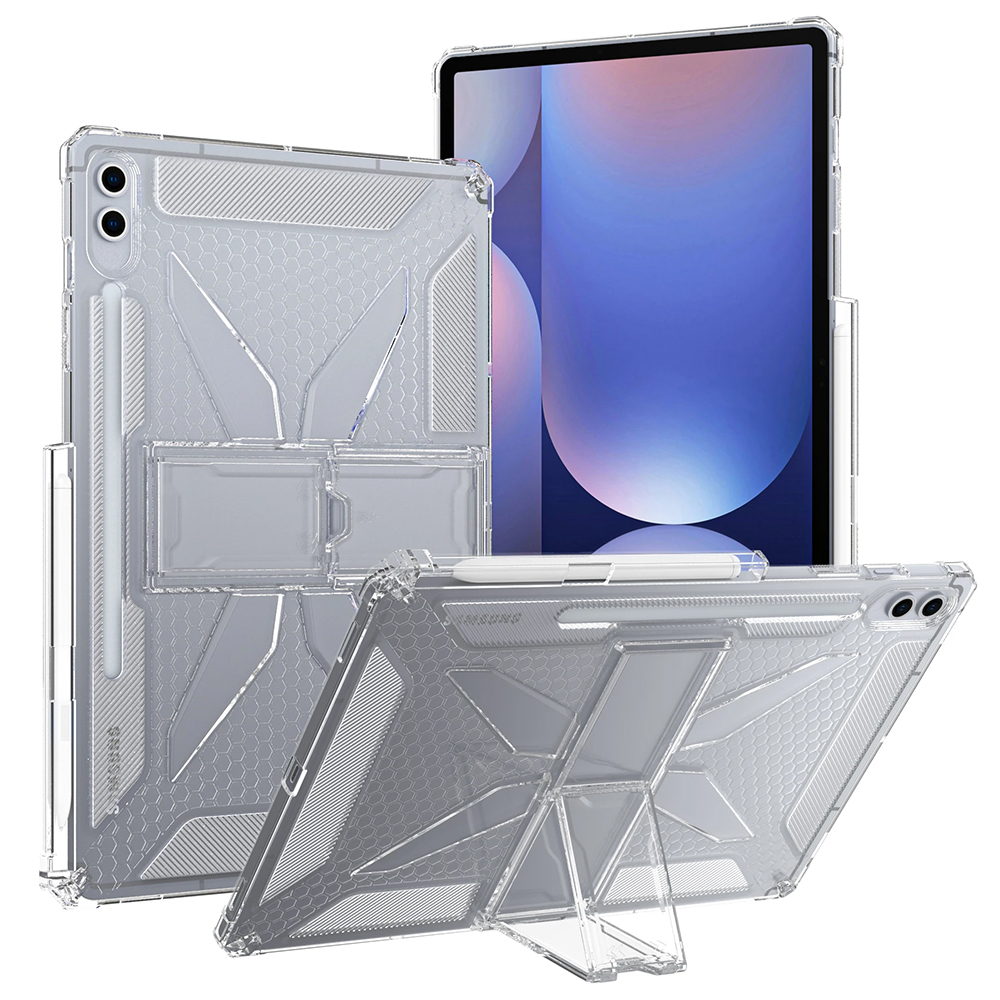 갤럭시탭 S10 FE 플러스 케이스 범퍼 클리어 거치대 S펜 수납 퓨어엑스 투명, 탭 S10 FE+ - 상품 이미지