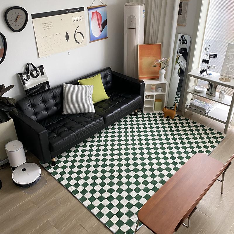 체크보드 체스판 거실 침실 매트 소파 방 바닥 침대 옆 QPG107 벨벳 3중 보호 120x160cm - 상세 이미지 3