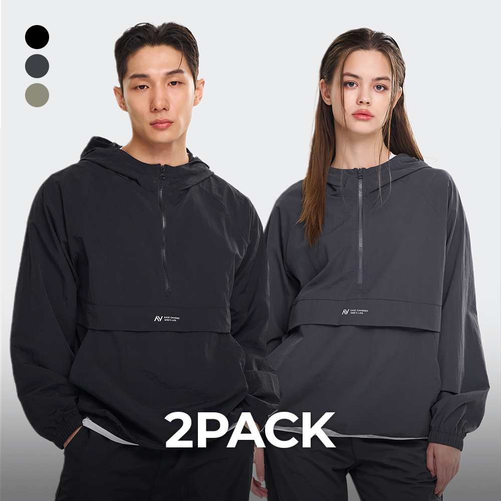 [2PACK] 남자 여성 캠프 아노락 러닝 자켓 바람막이 긴팔 운동복 런닝 등산복 - 상품 이미지