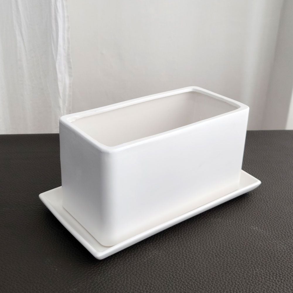 모던 도기 라운드코너 직사각 무광 화분 대30x14x16cm - 상품 이미지