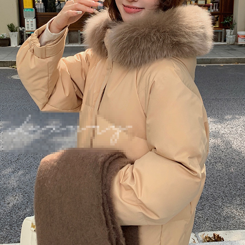 여성퍼패딩 후드 솜 겨울 롱 야상 점퍼 패딩 - 상세 이미지 5