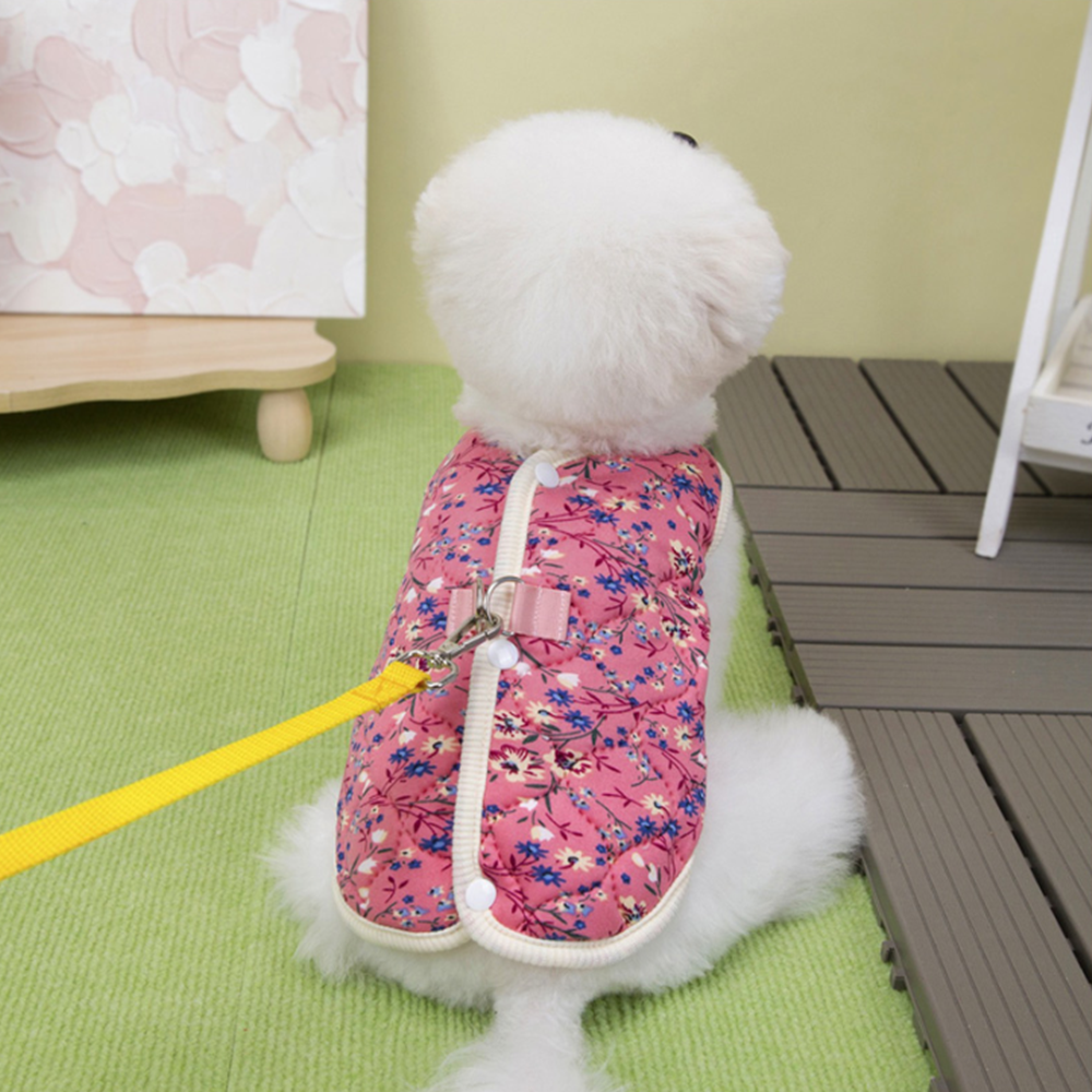 강아지 김장조끼 고양이 강아지 할머니 할매 조끼 누빔 꽃무늬