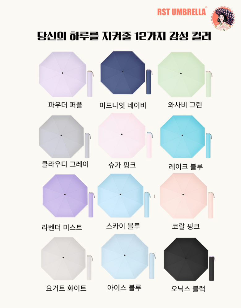 UPF 50+ RST 초경량 깃털 UV 자외선 차단 암막 우산양산겸용 양산겸우산 양우산 - 상세 이미지 4