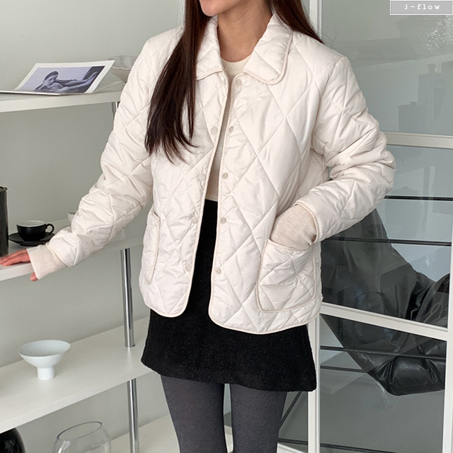 살로 루즈핏 라운드카라 퀼팅 자켓 2col S,M,L 가을 겨울 깔깔이 하프 제이플로우 - 상세 이미지 5