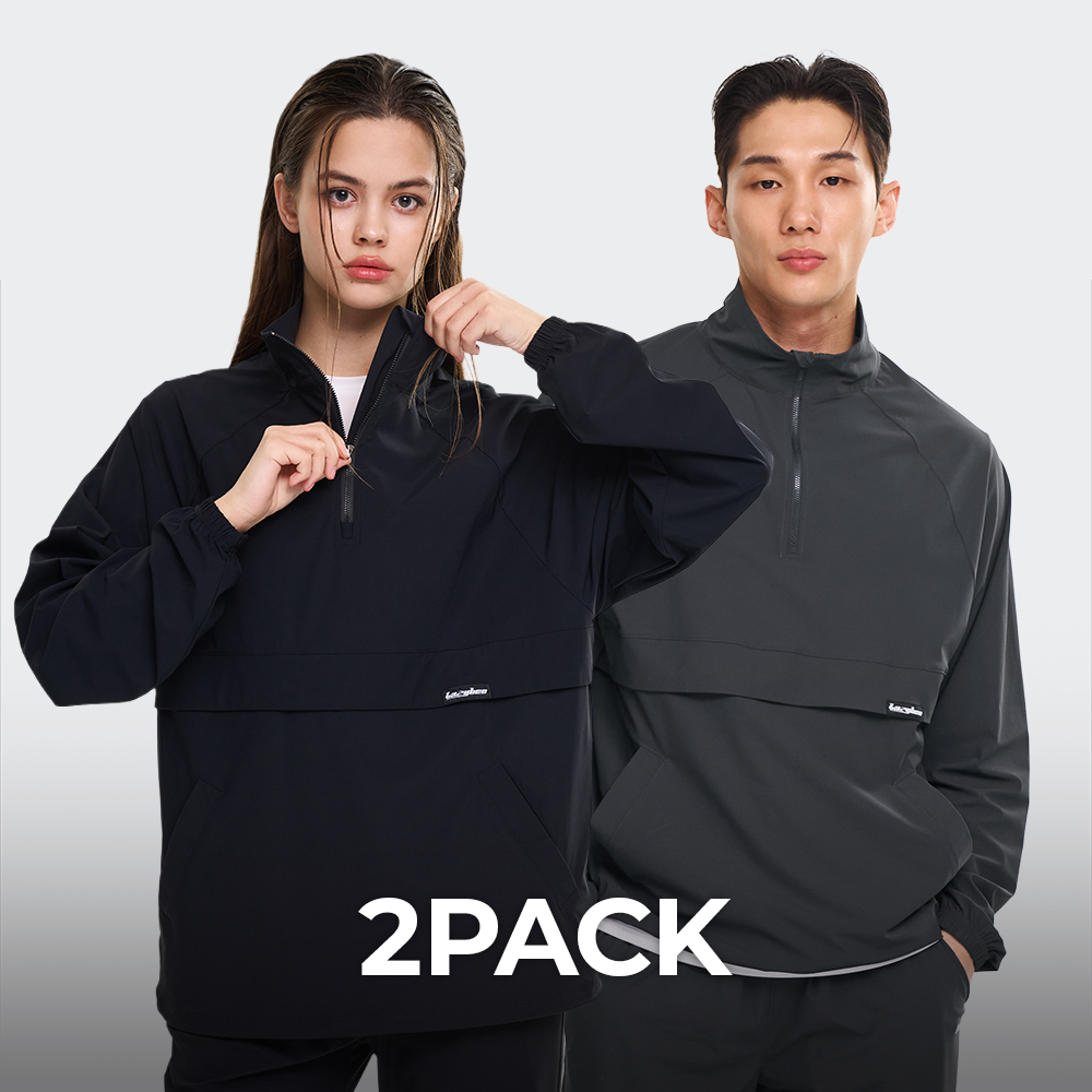 [2PACK] 여성 남자 스트레치 러닝 아노락 자켓 바람막이 러닝복 등산복 운동복 - 상품 이미지