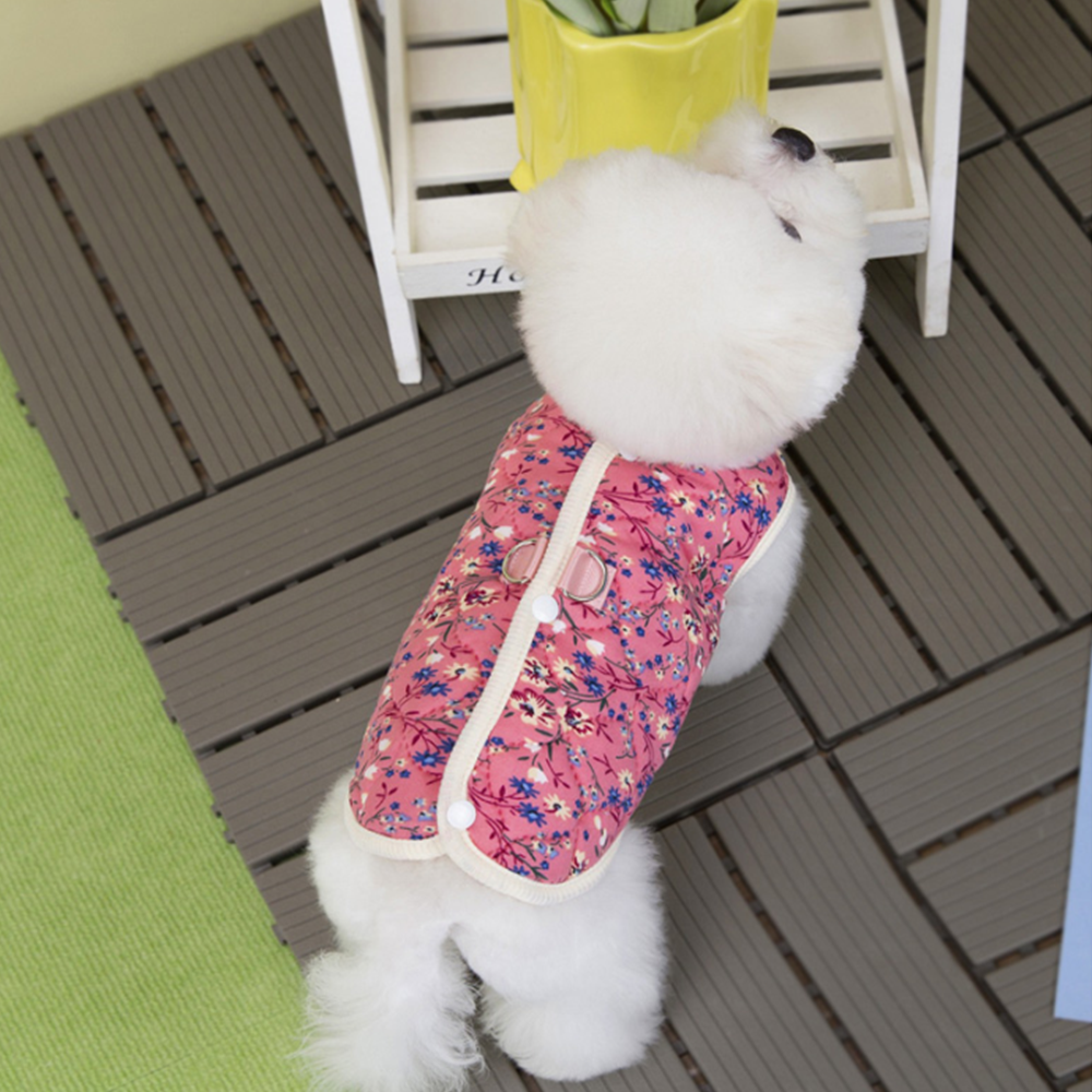 강아지 김장조끼 고양이 강아지 할머니 할매 조끼 누빔 꽃무늬