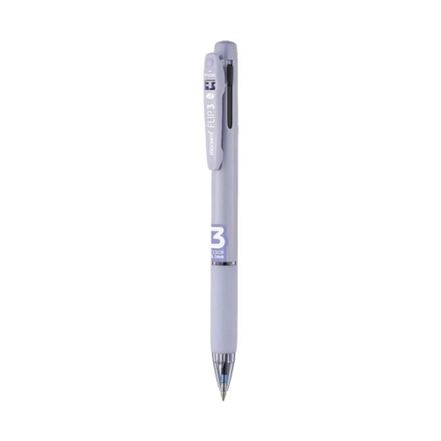 모나미 플립3 3색 유성볼펜 0.7mm 라벤더 (불투명 바디)/검+청+적 타(12개입) - 상품 이미지