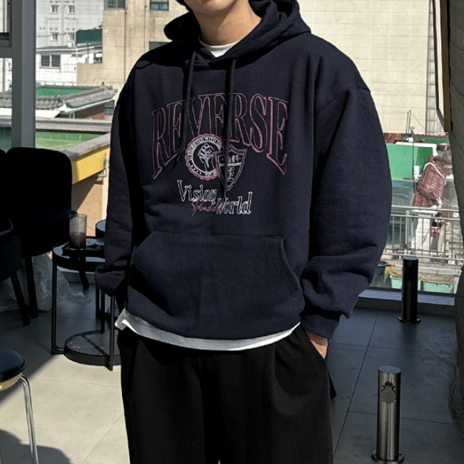 남자 어랑 오버핏 봄 가을 덴타덤블 나염 프린팅 후드티 - 상세 이미지 2
