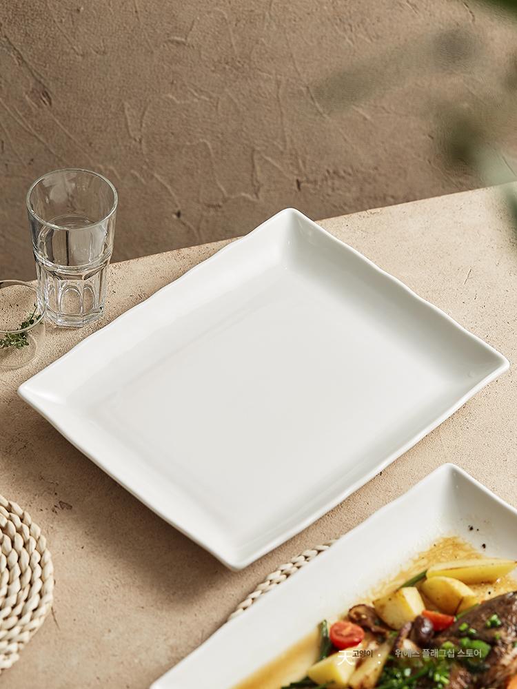 Crate and Barrel-화이트 Retangular Multi 퍼포즈 플레이트[25 cm] - 상세 이미지 4
