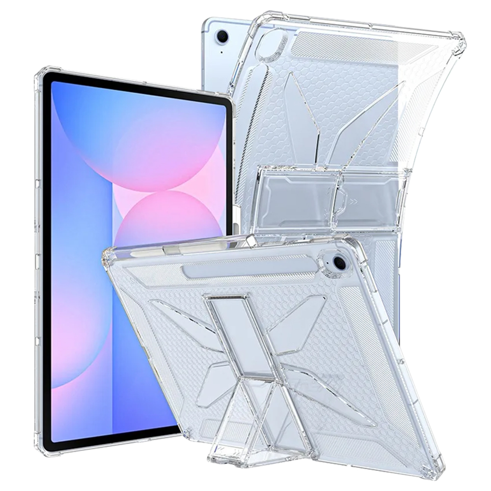 갤럭시탭 S10 라이트 케이스 범퍼 클리어 거치대 S펜 수납 퓨어엑스 투명, 탭 S10 라이트 - 상품 이미지