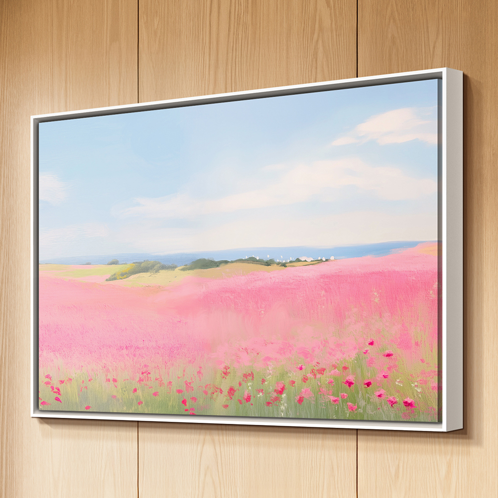 위아트 인테리어 거실 제주 풍경 추상화 그림 액자 유림 벚꽃과 봄 원목 띄움 화이트 액자 20호 이미지 6