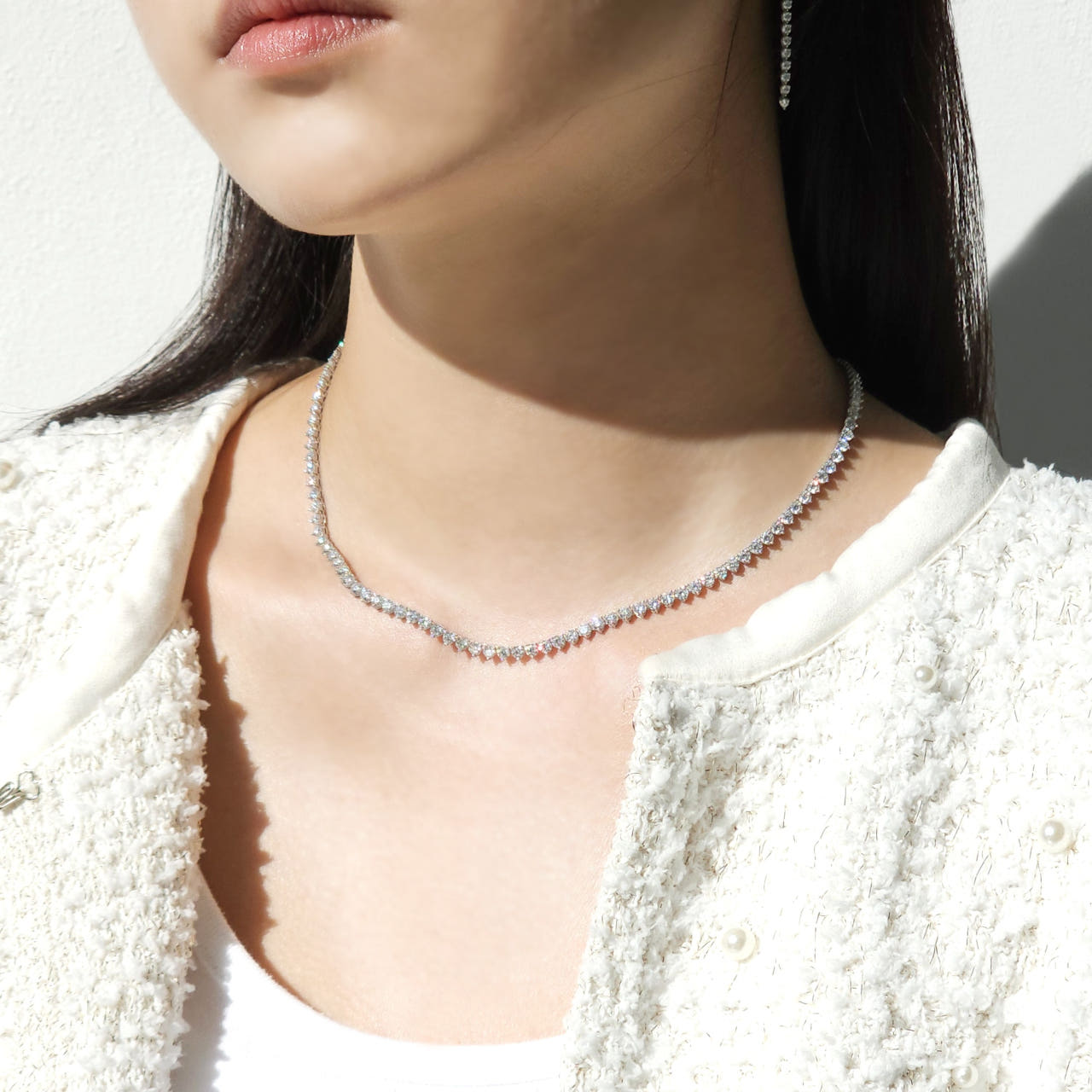 랩다이아 테니스목걸이 1부 3프롱 랩다이아몬드 14k 18k - 상세 이미지 5