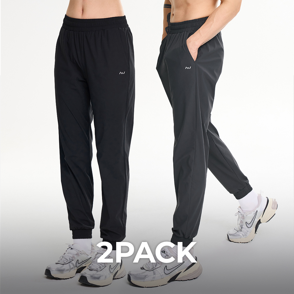 [2PACK] 여성 남자 러닝 스트레치 조거 팬츠 경량 러닝복 운동복 츄리닝 바지 - 상품 이미지