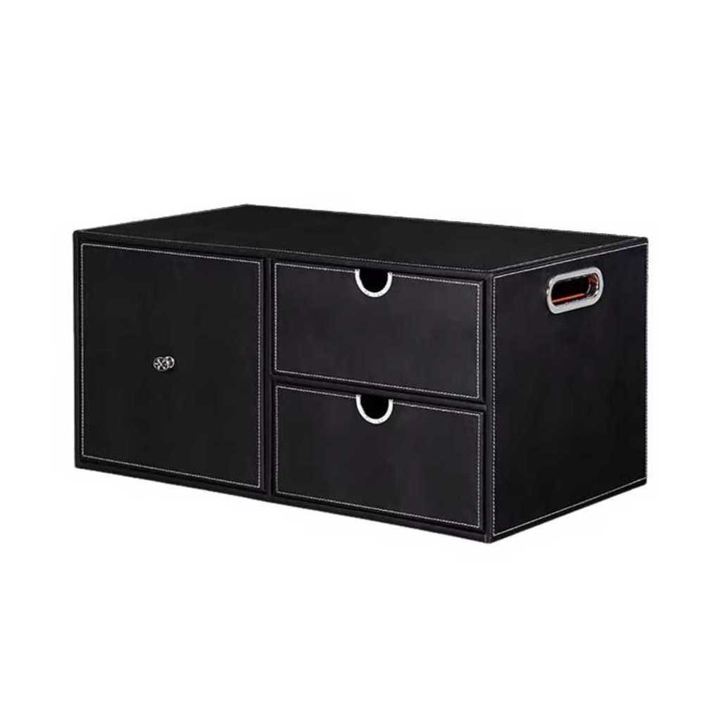 자동차 트렁크 수납함 정리용 다용도 보관함 세차용품 블랙 + 가죽 61cm - 상품 이미지