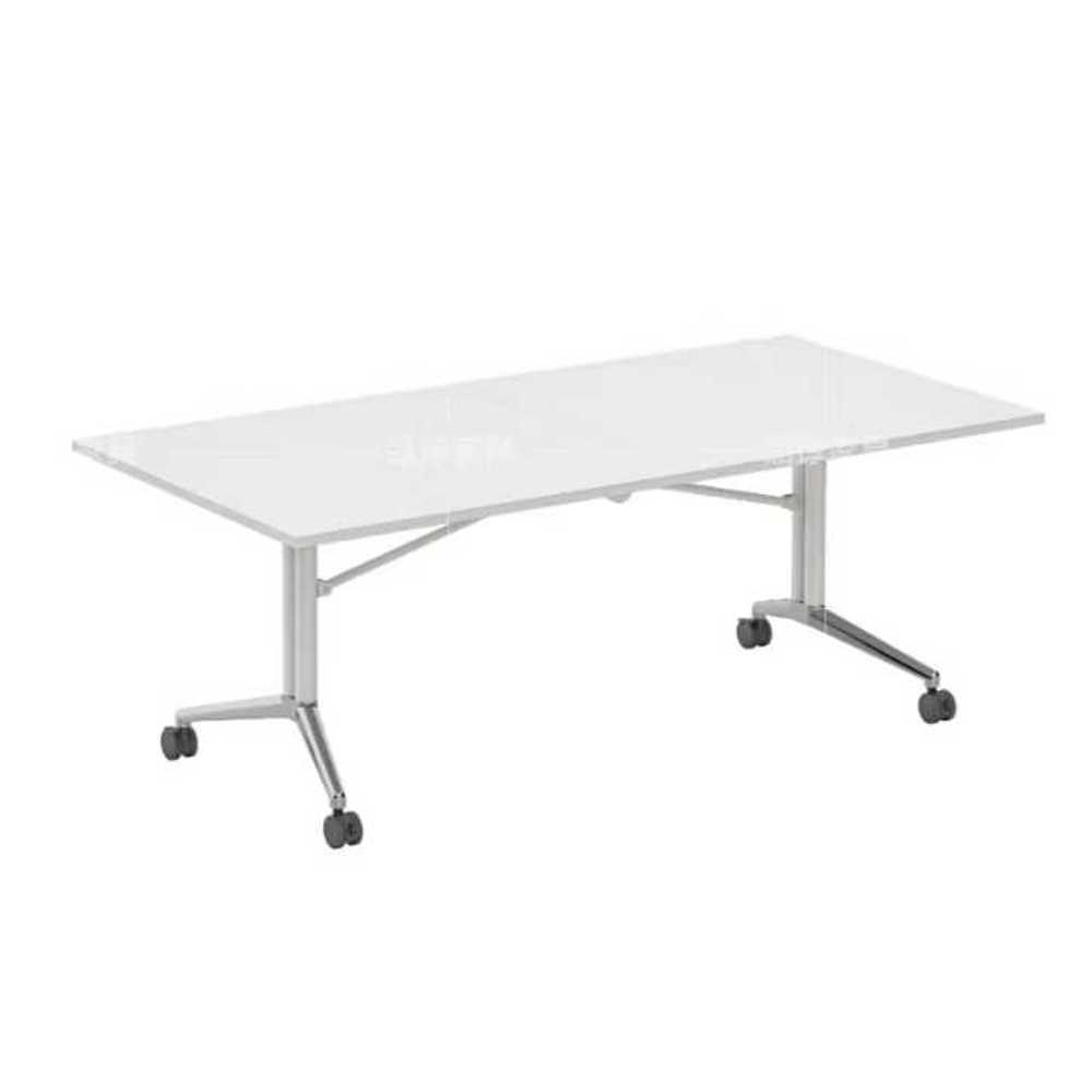 접이식 회의 테이블 사무실용 이동식 다용도 책상 화이트 1600x800x750mm(직각) - 상품 이미지