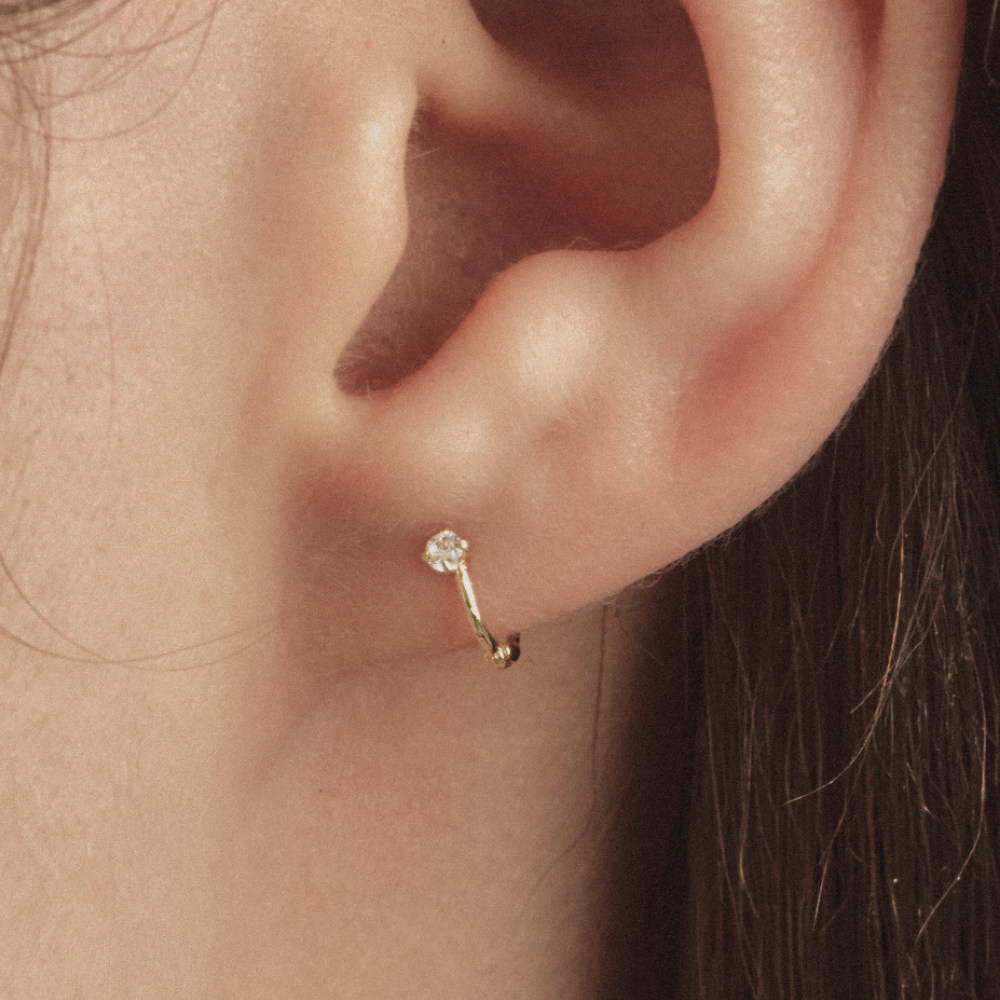 14k 초미니 큐빅 원터치 링 귀걸이 제품 이미지