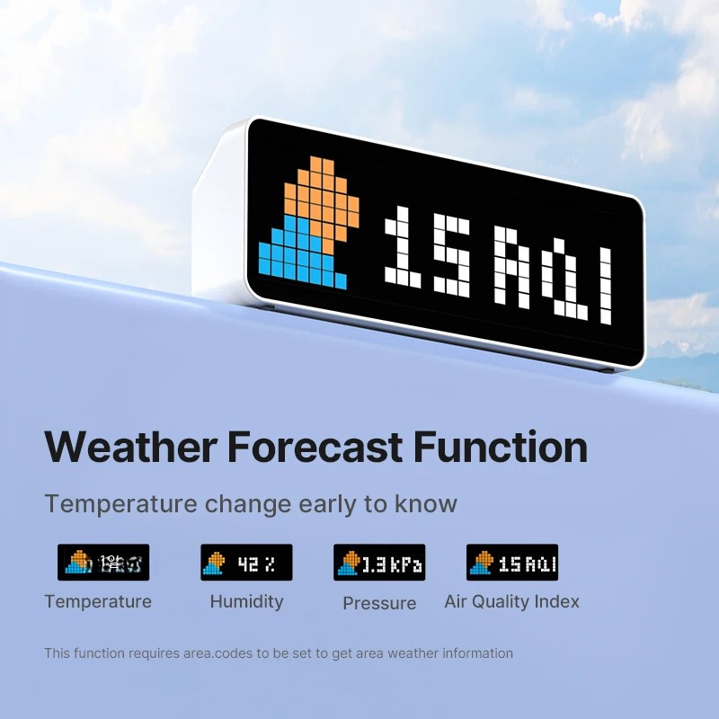 스마트 픽셀 led 디지털 탁상 시계 무소음 전자 알람 스탑워치 스코어보드 날씨 - 상세 이미지 4