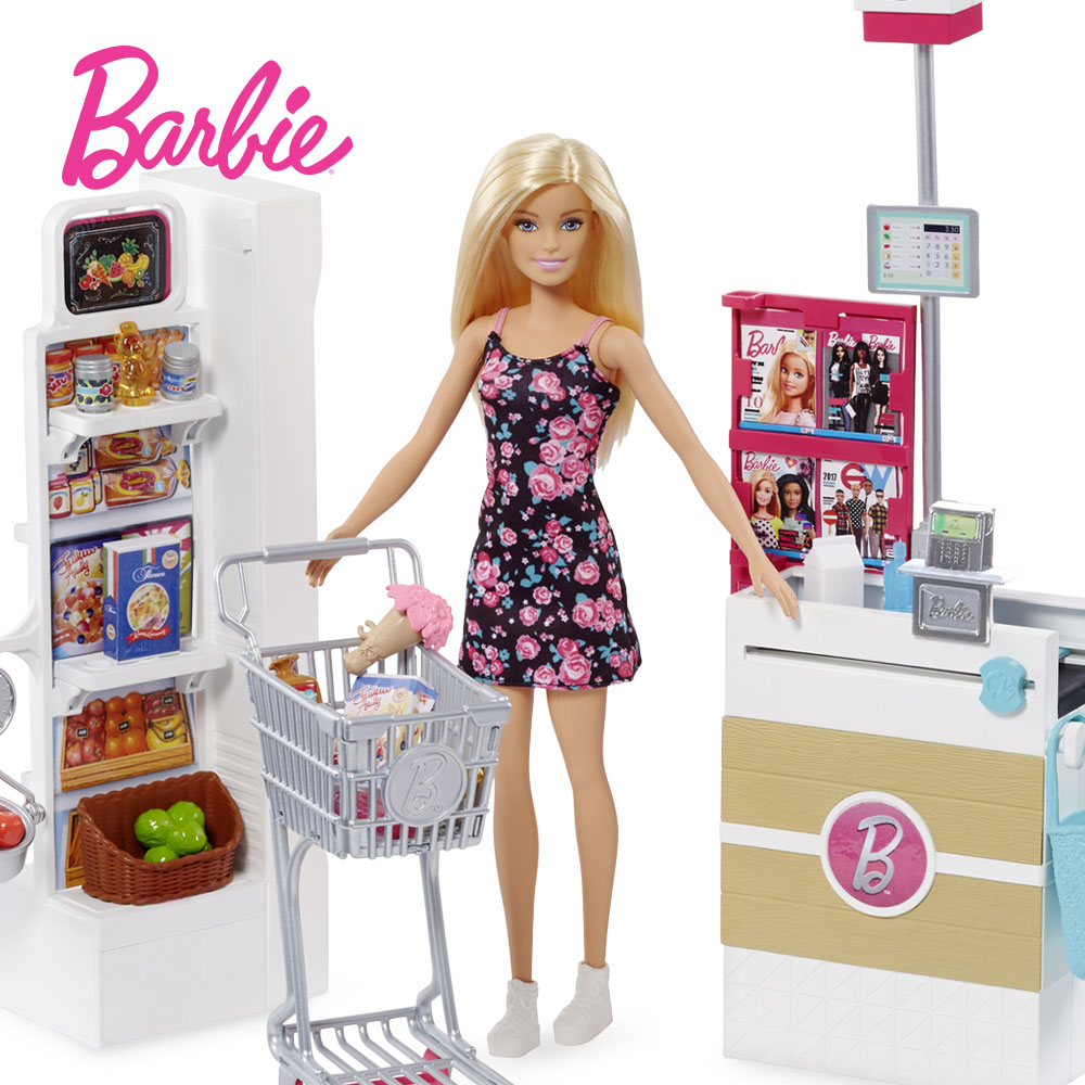 [BARBIE] 바비 패밀리 슈퍼마켓 플레이세트 인형놀이 가족놀이 역할놀이 여아선물 마트놀이 장보기 - 상품 이미지