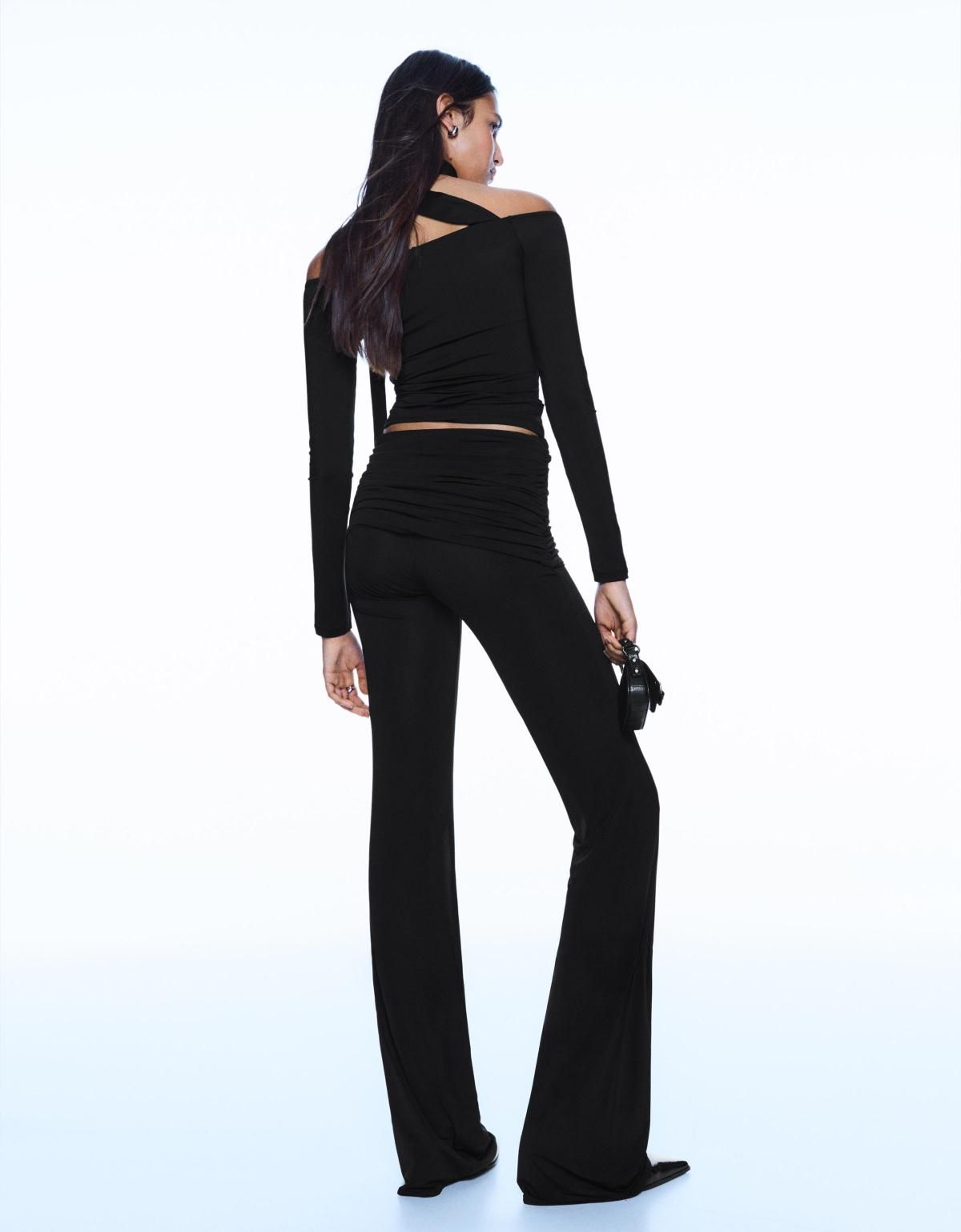 버쉬카 드레이프 와이드 플레어 팬츠 5209/692 BLACK - 상세 이미지 5