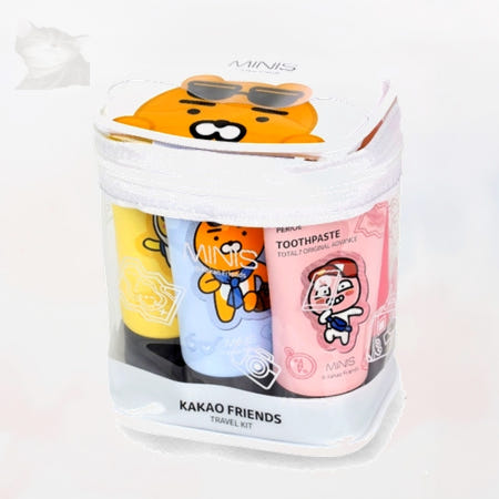 단풍마켓협력사 카카오프렌즈 미니스 트래블키트 5종 여행용 세트 콤팩트 필수템 파우치 작은여행세트