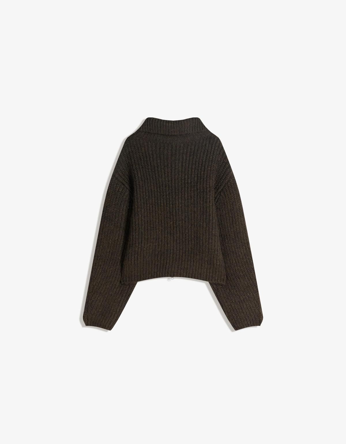 버쉬카 트렌디 하이넥 집업 니트 가디건 6997/693 BROWN - 상세 이미지 2
