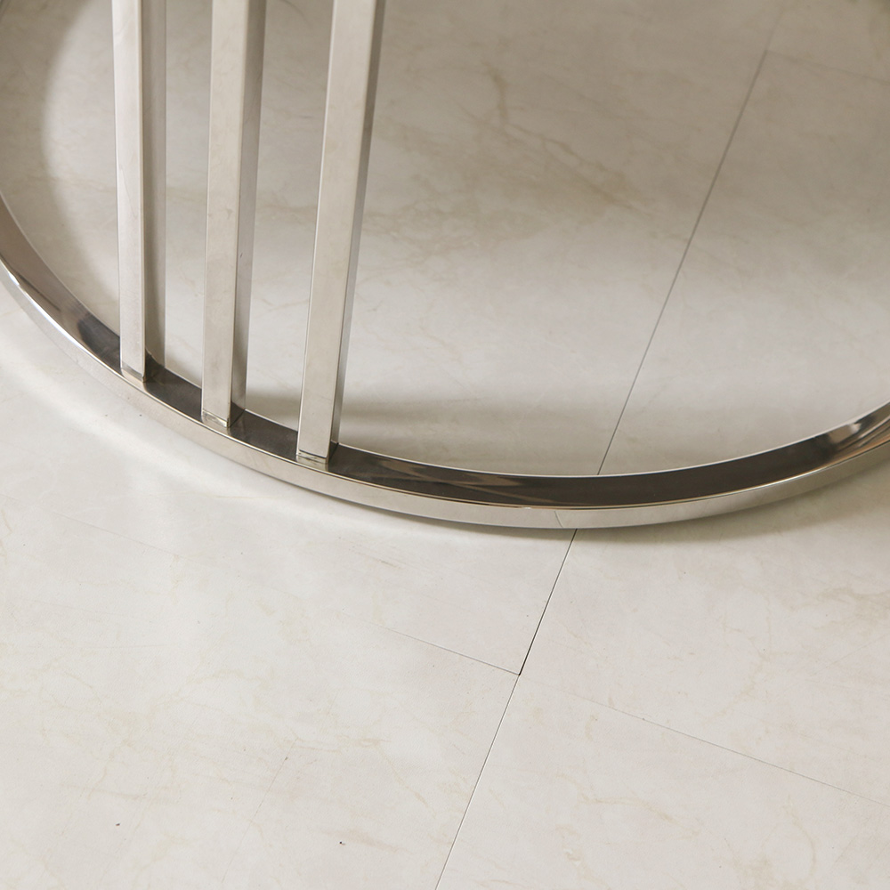 스코나 에르딘 스텐 실버 원형 듀얼 세라믹 거실 소파 테이블 S