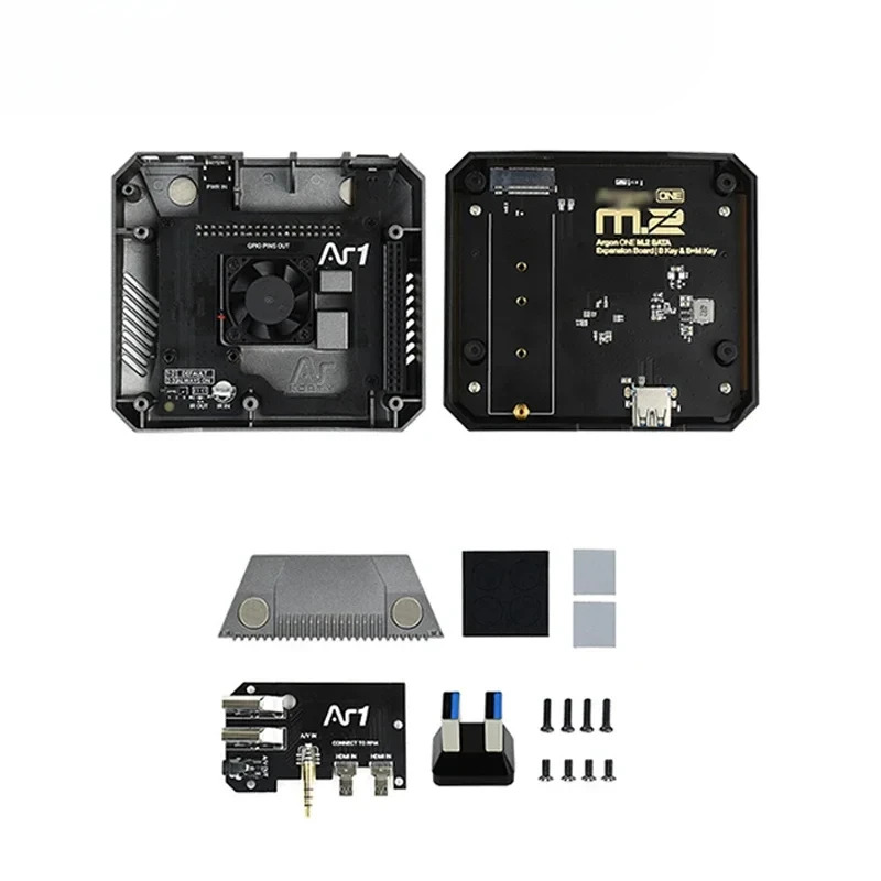 Raspberry Pi 4B M.2 솔리드 스테이트 드라이브 하우징 온도 제어 팬 열 방출 알루미늄 합금