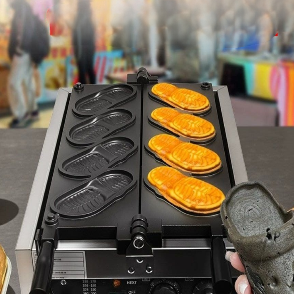 신발빵 기계 와플 디저트 전기식 붕어빵 메이커 업소용 슬리퍼 모델b+구성품x