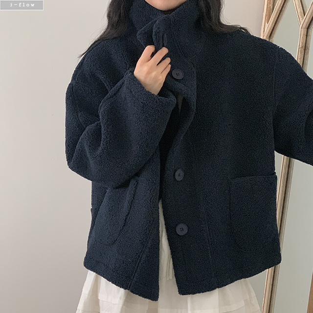 시오트 하이넥 몽글 오버핏 무스탕 3col 가을 겨울 박시 하프 뽀글이 도톰 제이플로우 - 상세 이미지 3