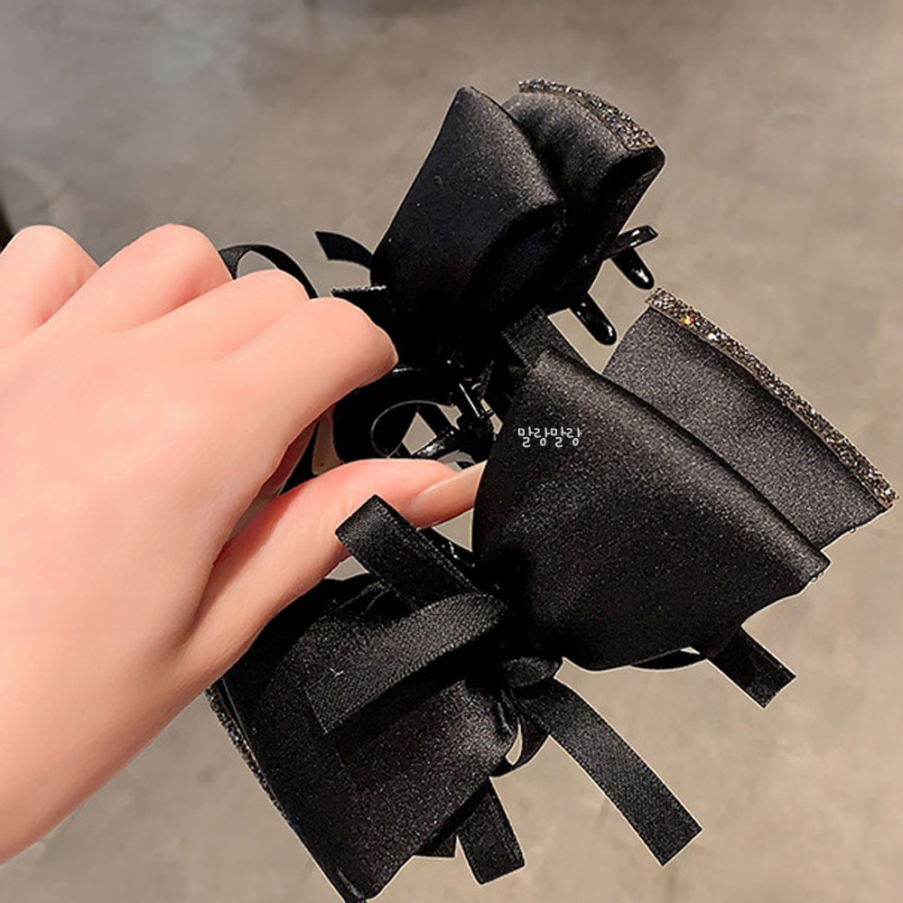 왕리본머리핀 블랙 큐빅 올림머리집게핀 명품헤어핀 - 상세 이미지 5